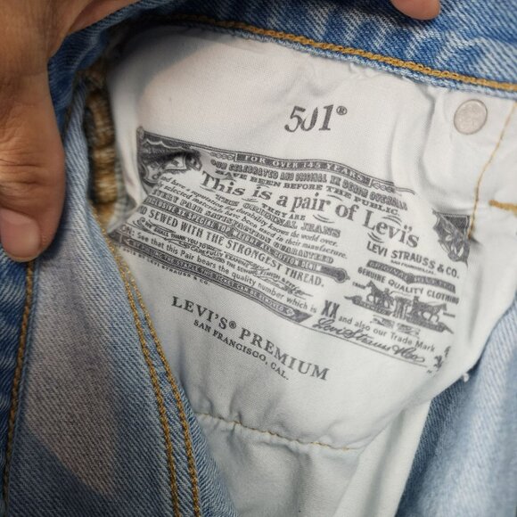 Levi's Shorts Womens 32 Blue 501 Premium Big E Button Fly Cut Off 100% Cotton - Picture 11 of 15